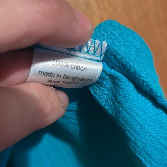 •SONOMA•TURQUOISE SQUARE CROCHET LIGHTWEIGHT FLOWY BODICE BLOUSE SIZE MEDIUM - Picture 7 of 8